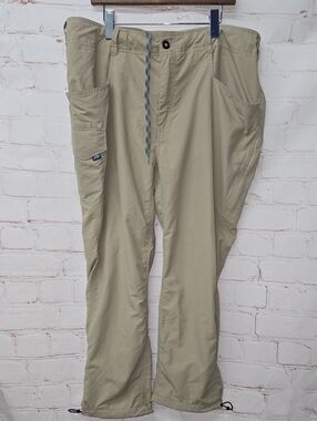 AFTCO Utlity Cargo Pockets Fishing Khaki Drawstring Waist Pant Mens Size‎ 38